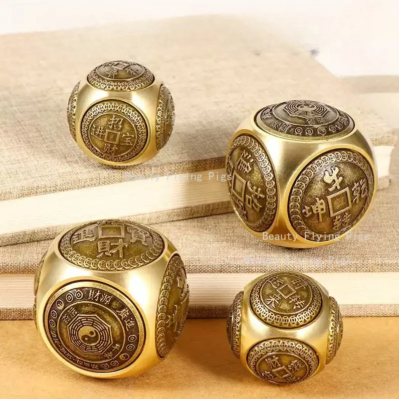 1pc Mini Metal Wealth Attracting Ornaments Feng Shui Accessories Six Sides Stress Reducing Tools Feng Shui Accessories 4cm