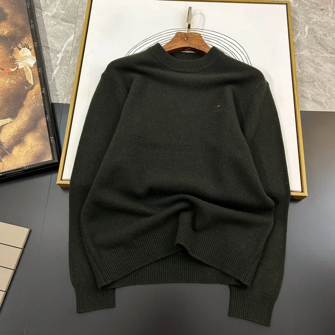 BLLIYOSS Men Wool Cashmere Cardigan 2024 Autumn Winter New High Quality Old Money Italy Round Neck Pullover Size：M-3XL Steady