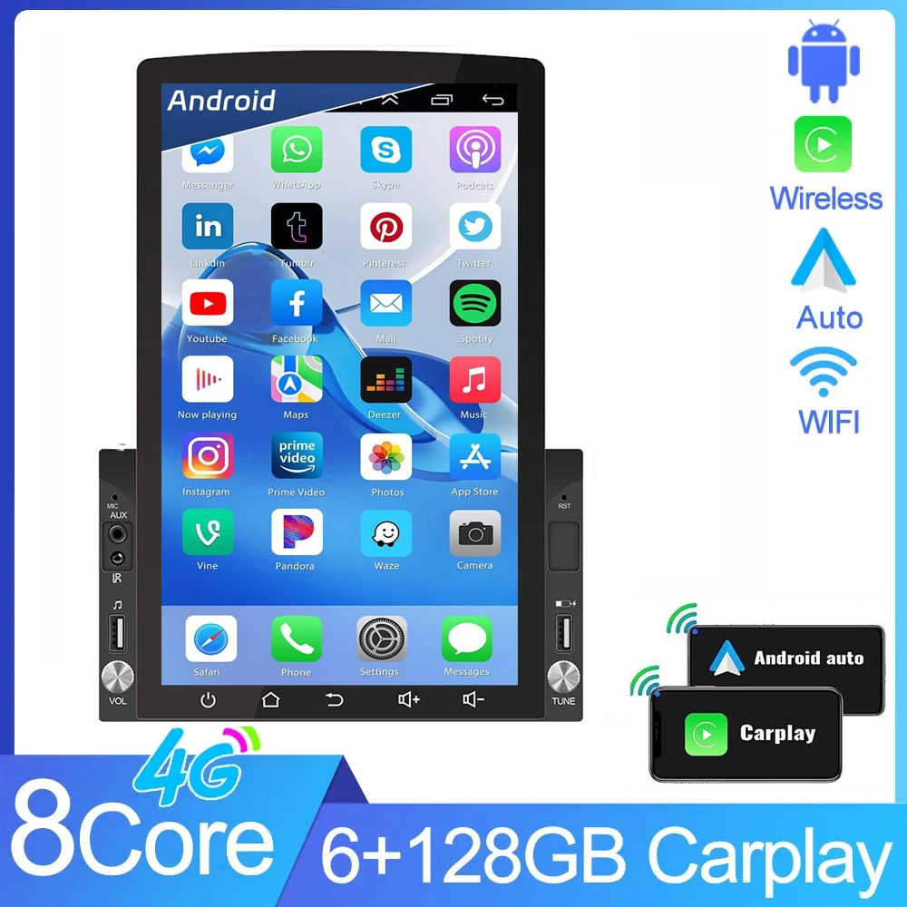 2din Android 15 10 inch Car Stereo Radio For Tesla style Touch Screen Universal Carplay GPS Navigation Bluetooth WIFI autoradio