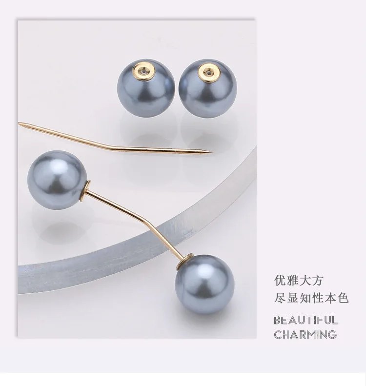 Großhandel Doppel Perle Metall Brosche Für Frauen Kleidung der Zubehör Feste Sicherheit Pin Schal Clip Kleid Dekoration Perle Schmuck – Detail 17