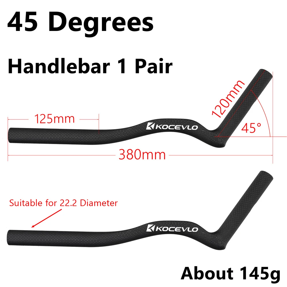 KOCEVLO Carbon Fiber Bicycle Rest TT Handlebar Clip on Aero Bars Handlebar Extension Triathlon Time Trial Cycling Parts