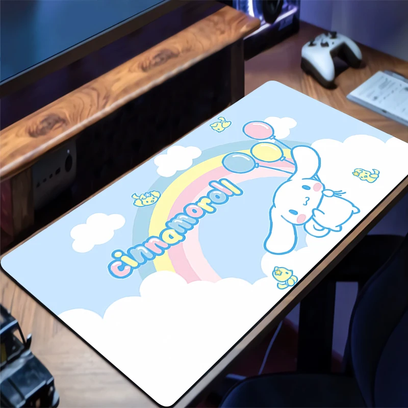 

Anime Computer Mouse Pad kawaii XXL Cinnamoroll Rubber Gamer MousePads Gaming Mousepad Durable Anti-Fray MausePad Keyboard Mouse
