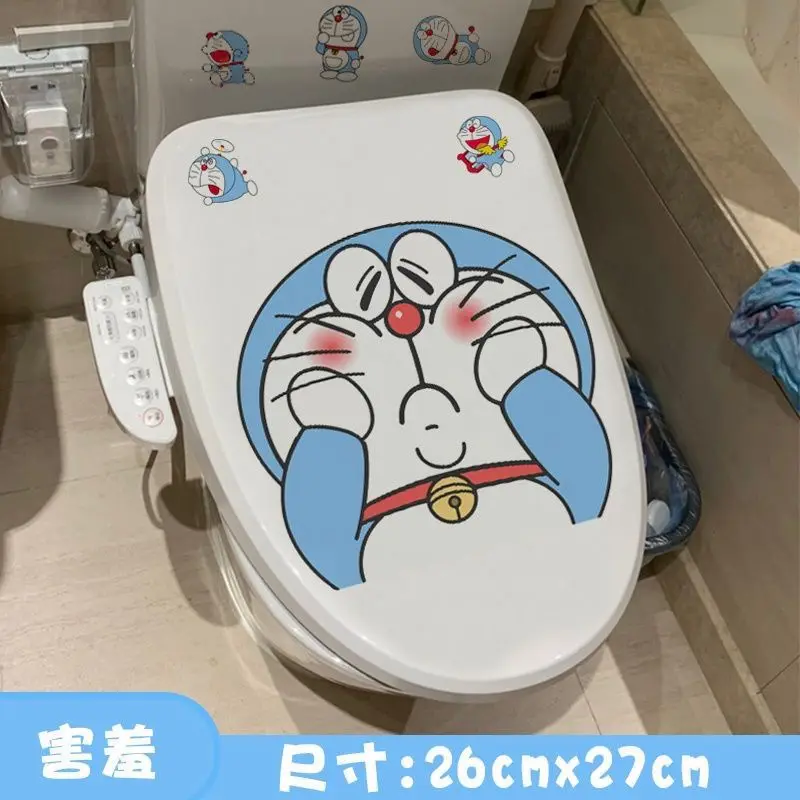 Doraemon Toilet Stickers Decorative Bathroom  Lovely Animal Beautification Decoration Toilet Lid Home Cartoon Decoration Decals