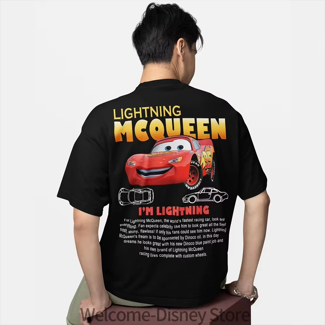 

Мужские и женские футболки Disney Cars, футболка с изображением автомобиля Sally I'm Lightning McQueen, хлопковая одежда, подарок для пары, s-4XL