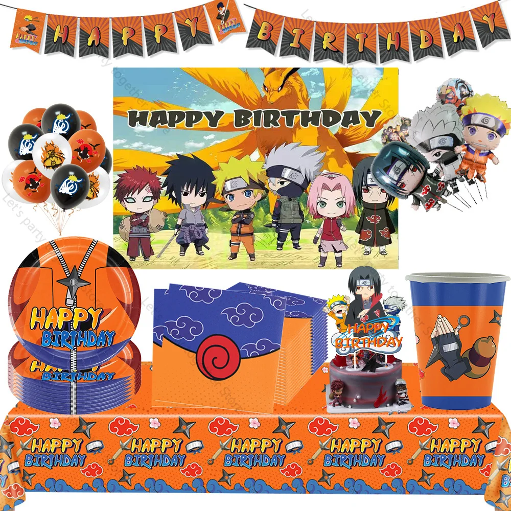 Anime Narutoed Theme Boy Favors DIY Birthday Festivel Gift Plate 1st-9th Foil Ballon Backdrop Party Supplies Decoration Holiday