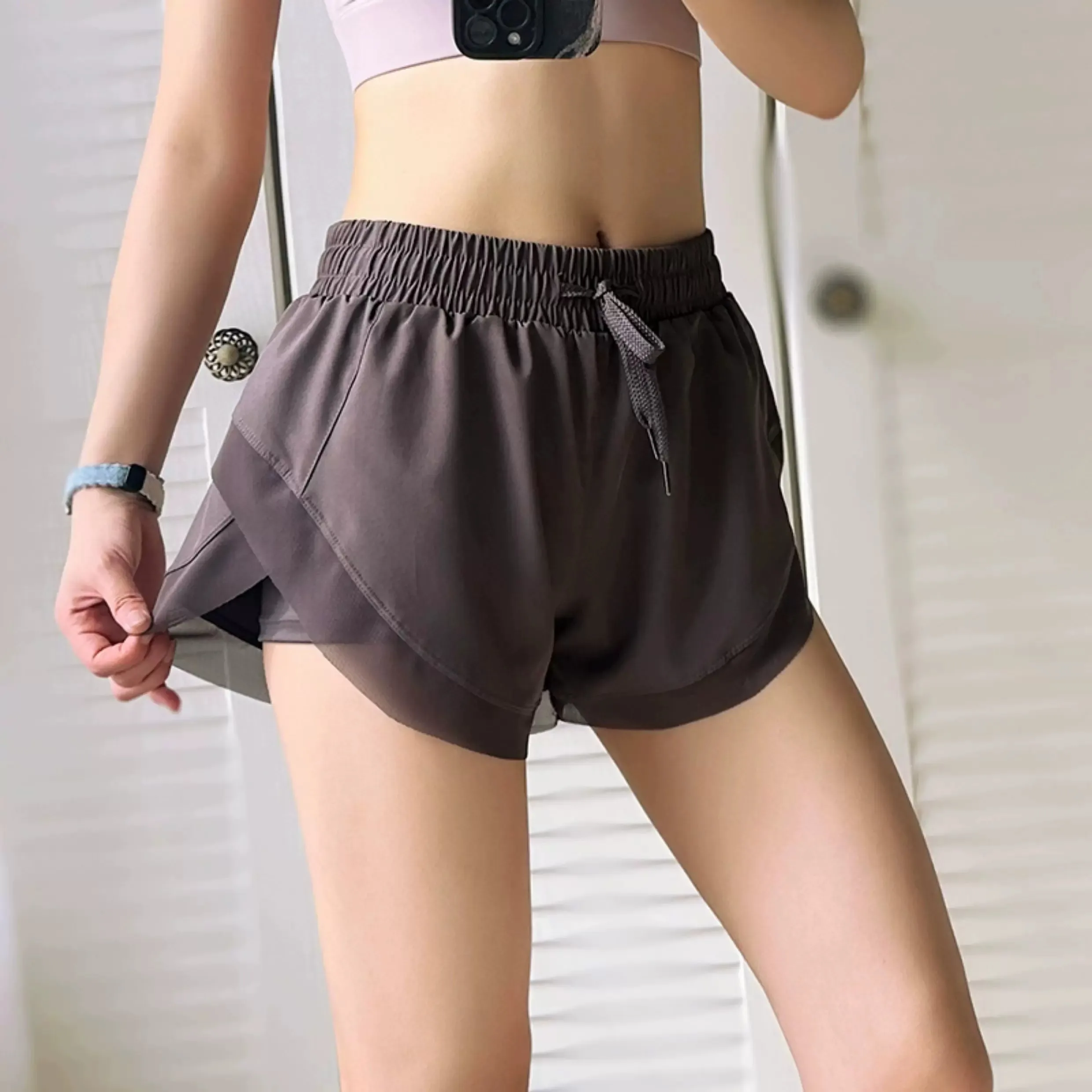 Fitness-Hotpants, Yogahosen, Sportshorts, locker sitzend, schlankmachend, Anti-Exposure, Freizeitshorts, schnell trocknend, atmungsaktiv zum Laufen