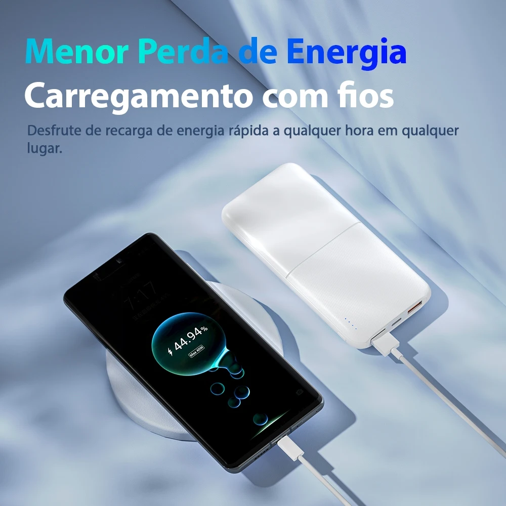 BETTDOW Powerbank com fio para iphone 10000 mAh Tipo C USB Carga rápida Android Phone 3 Saída 2 Entrada