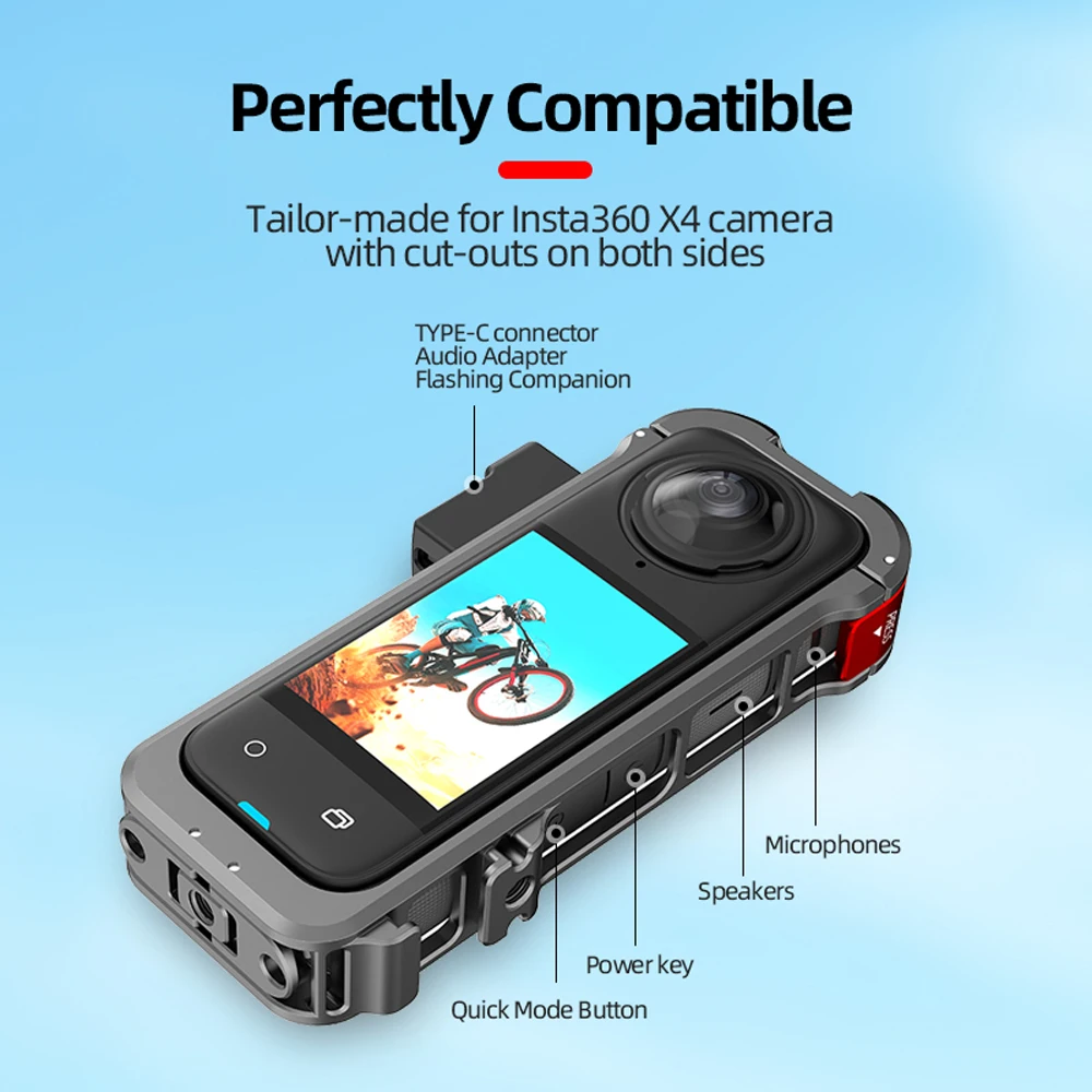 Защитная рамка для Insta360 X4, металлический прочный корпус с креплением холодного башмака, алюминиевый сплав, кроличья клетка, аксессуары для камеры