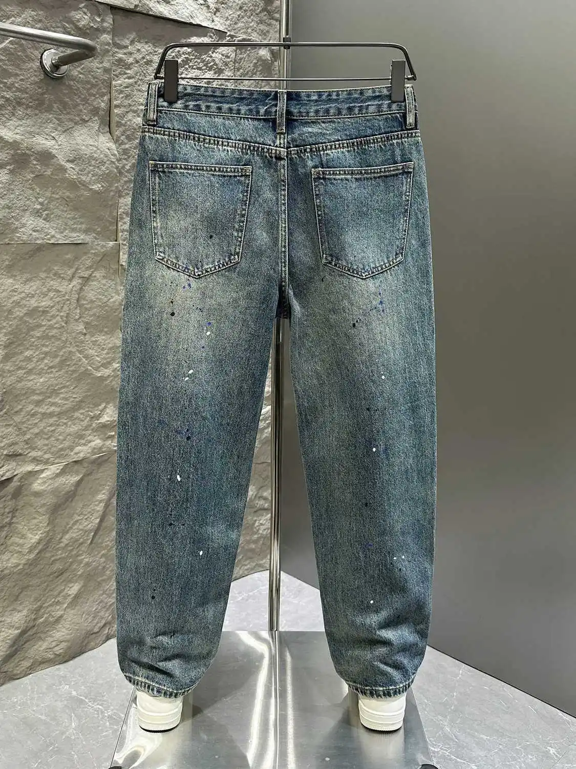 Autumn 2026 Retro Loose Trendy Jeans Men's Trendy Versatile New Designer Splashing Ink Trendy Casual Male Clothes Man Pants