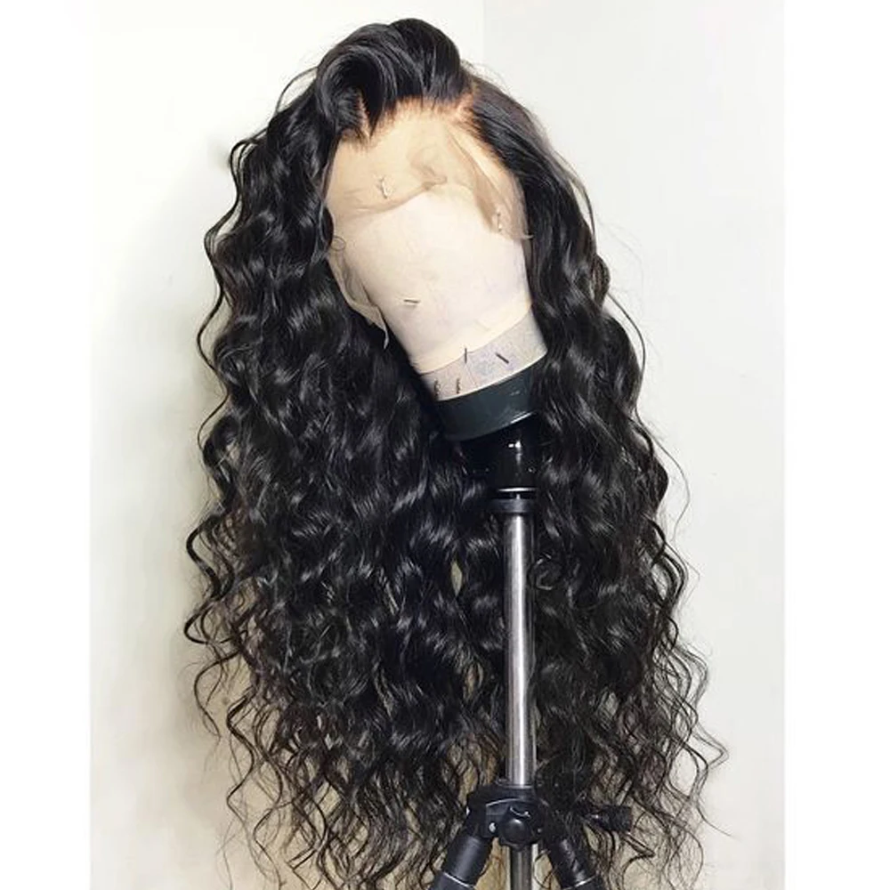 26Inch 180Density Soft Long Natural Black Deep Wave Curly Lace Front Wig For Women BabyHair Preplucked Daily Glueless Fashion