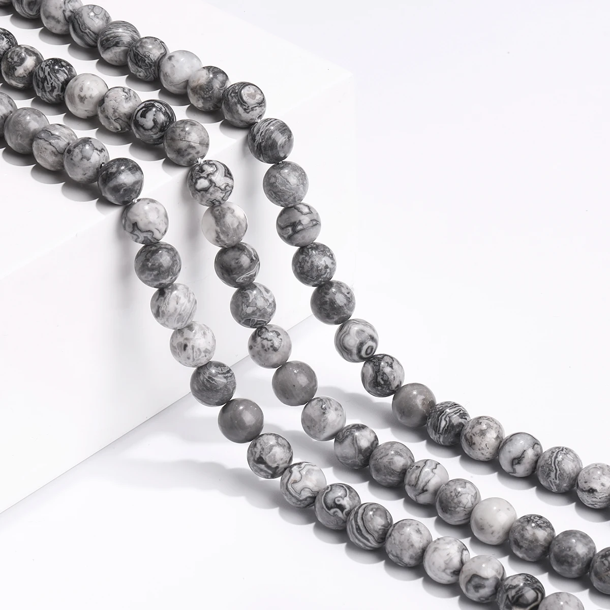 AA + خريطة الطبيعية جاسبر حجر الخرز الجولة فضفاض خزر عازل لصنع المجوهرات قلادة سوار DIY بها بنفسك اكسسوارات 4 6 8 10 12 مللي متر