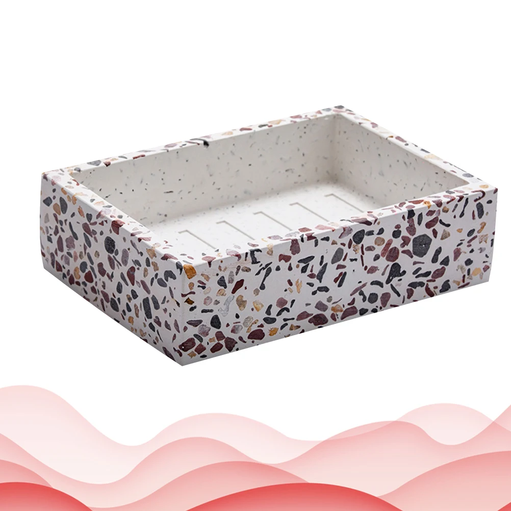 

1pc Resin Soap Box Imitation Terrazzo Draining Soap Holder For Bathroom Bathtub Kitchen Container Holder Use