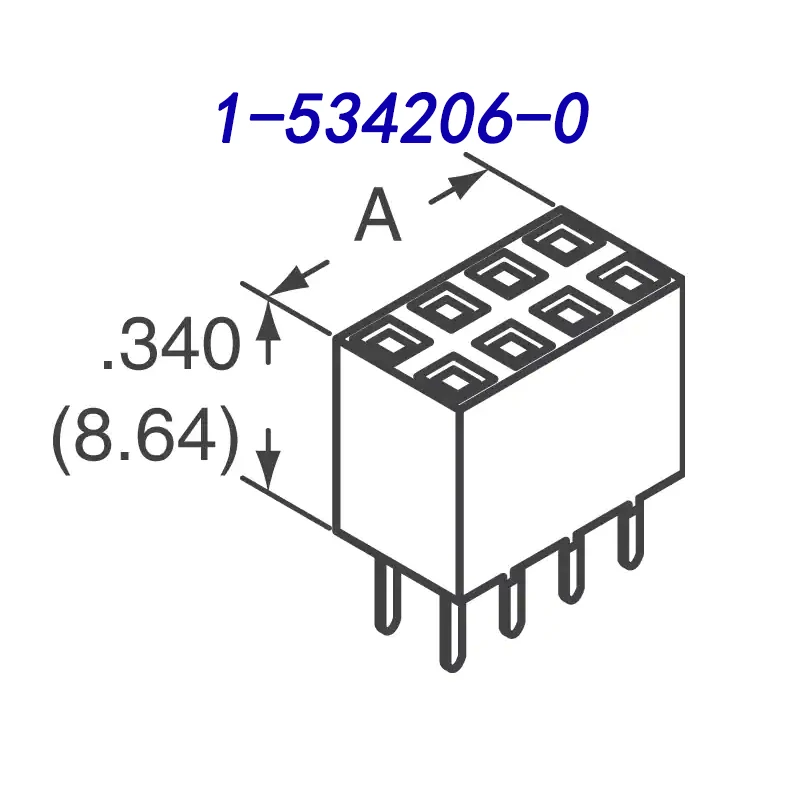 1 PCS 1-534206-0  PCB socket, board to board, 2.54 mm, 2 rows, 20 contacts, through hole mounting, Ampmodu Mod II