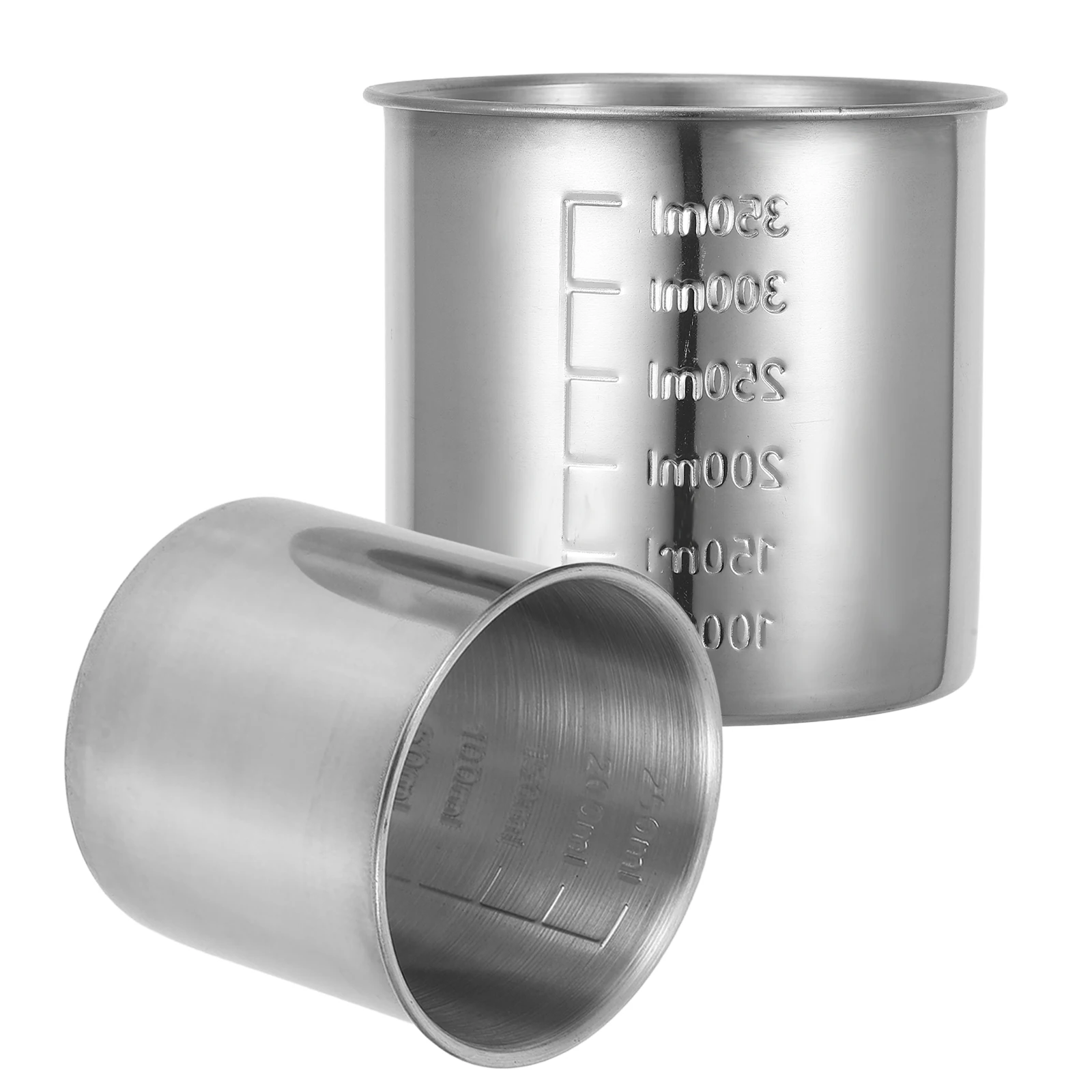 

2 Stainless Measuring Cups 250ml 350ml Scaled Baking Rice Kitchen Household Kitchen Measuring Cup Metal Container