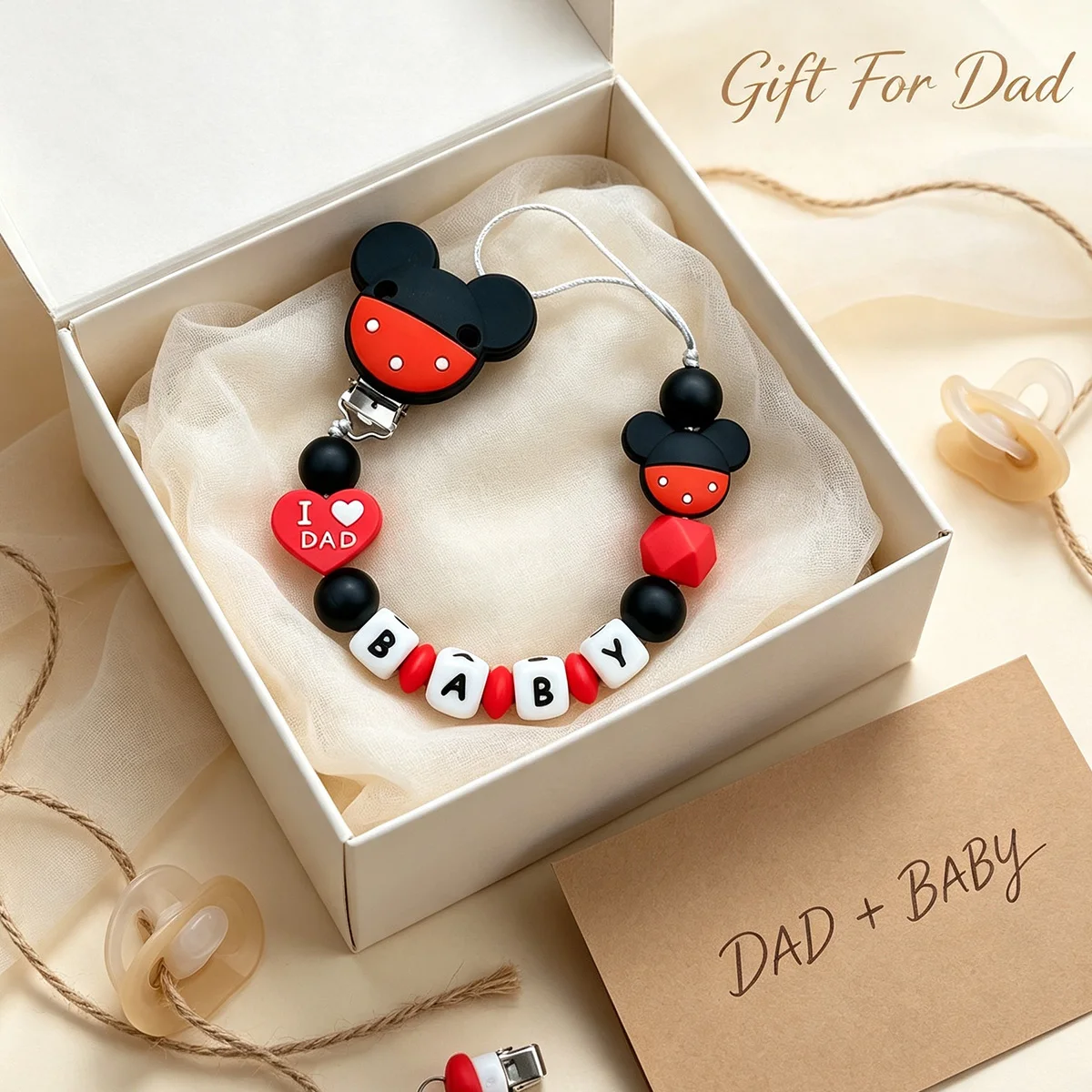 Personalized Baby English Name Pacifier Clip Cute Cartoon Soother Holder Chain Pacifiers Creative Gift