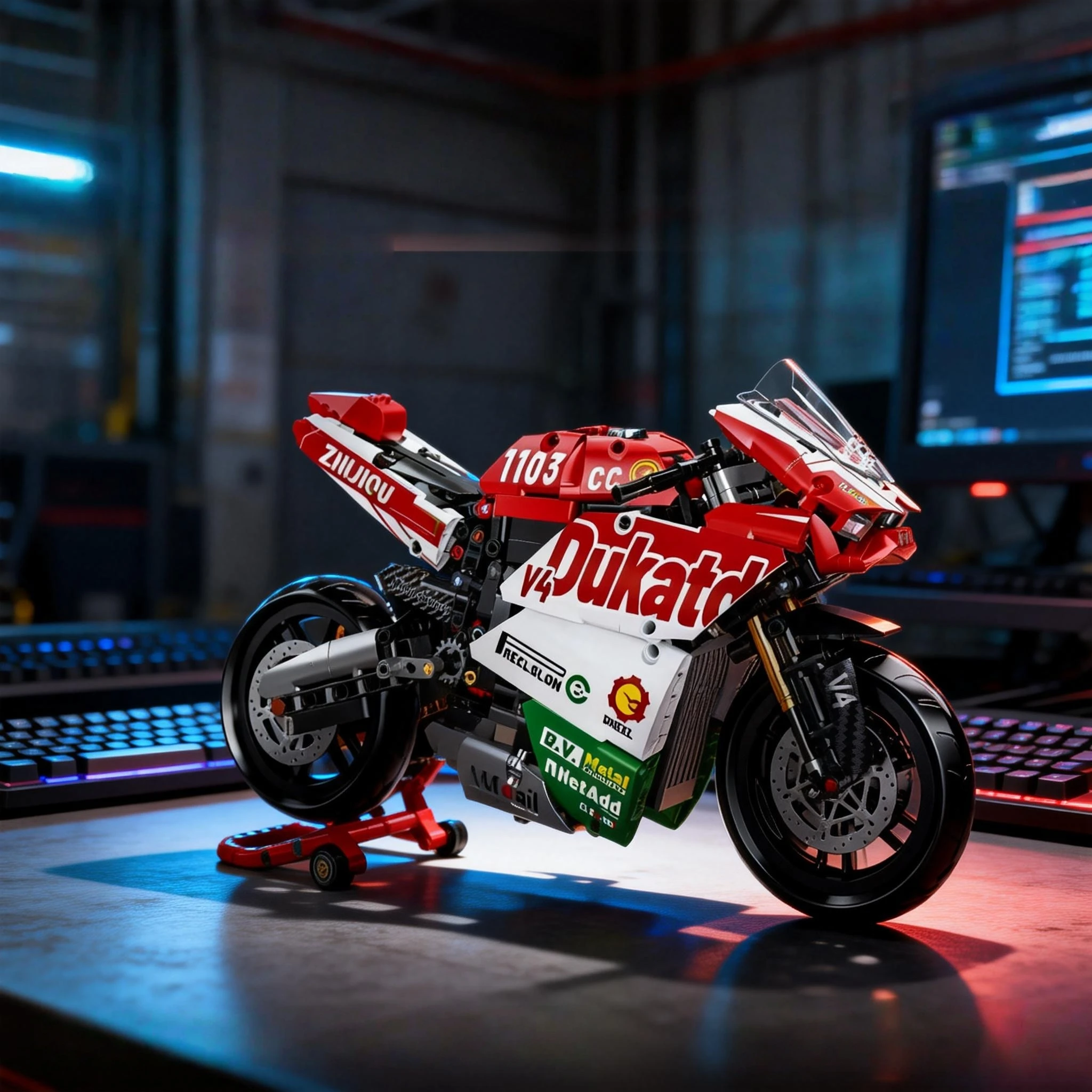 Famosi blocchi di costruzione per motociclette V4 Set Kit modello super moto da corsa tecnica per bambini Giocattoli assemblati Regali per ragazzi e ragazze