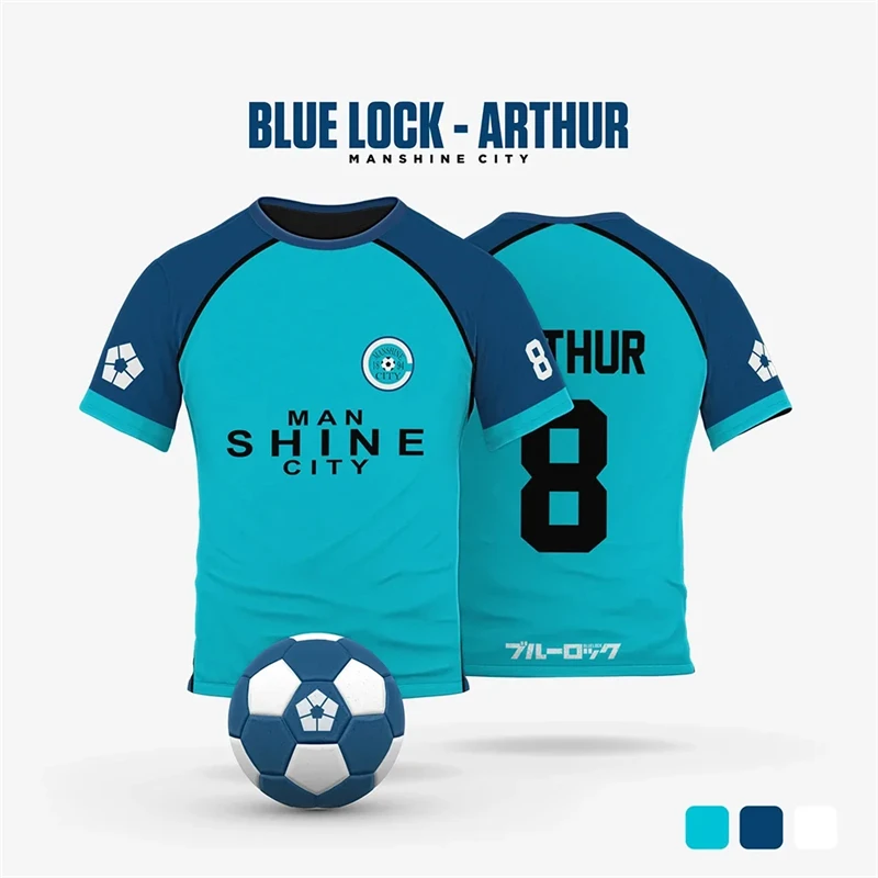 Blue Lock Manshine City Cartoon Anime Cosplay Men Jersey Summer Short Sleeve  Tee Custom Name Number Tops 2025 Women T-shirt image 2