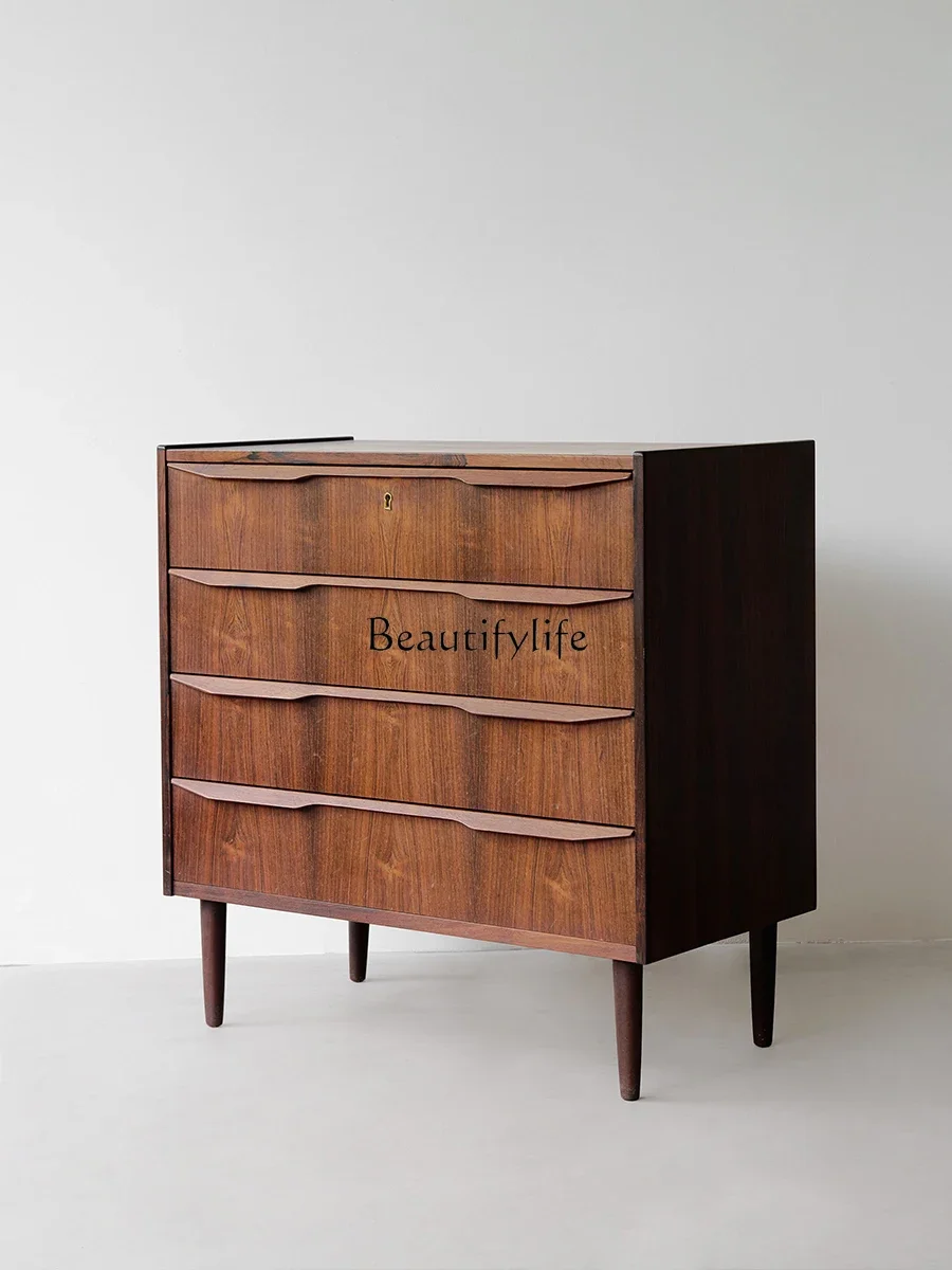 

LAll solid wood drawer light luxury storage cabinet walnut bedroom locker
