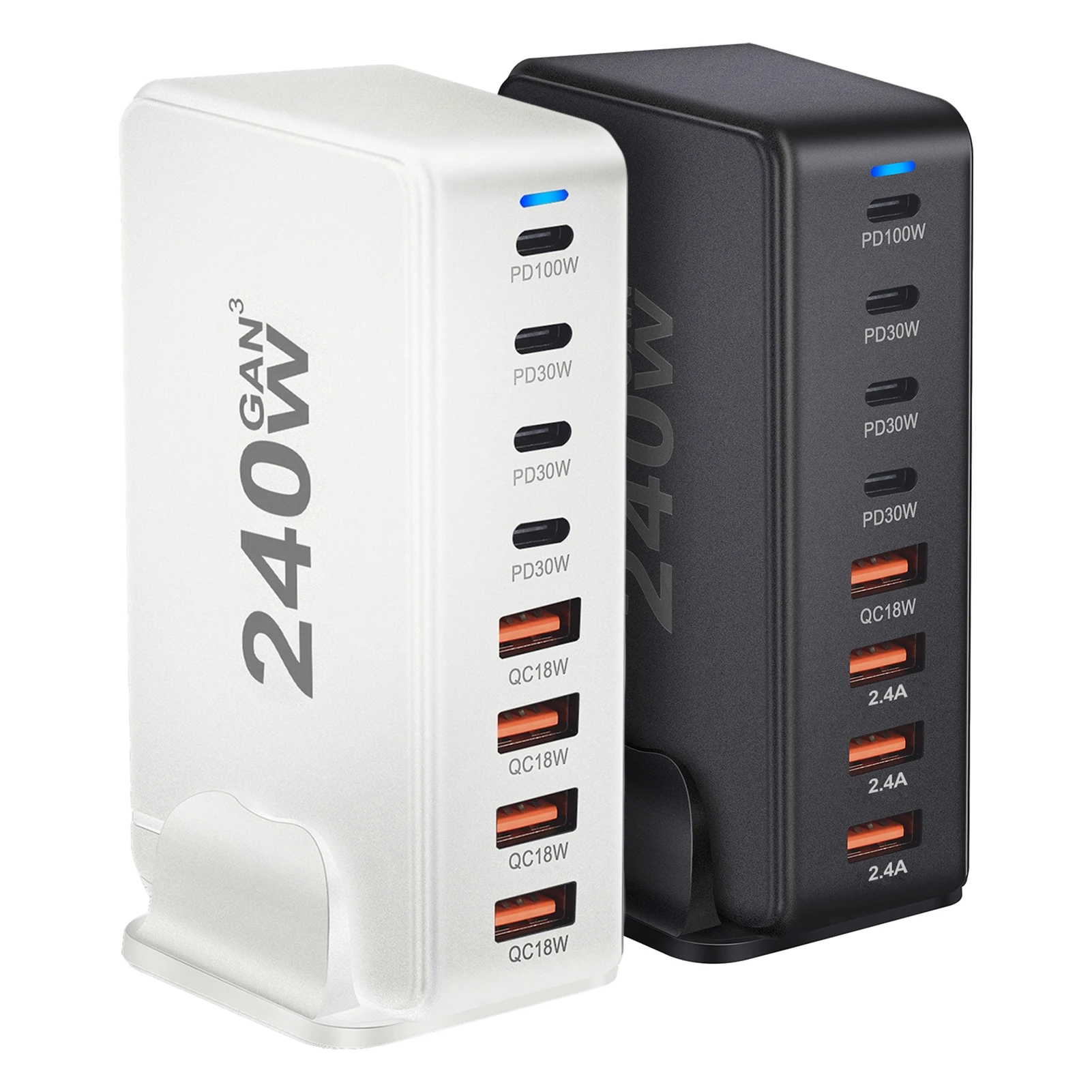 

240W Gallium Nitride PD Charger 4A4C High Power Smart Desktop Charger Multi-Port Australia Specification Fast Charging Head