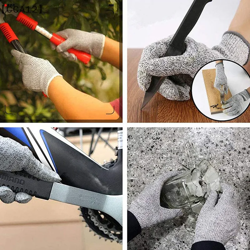 

〔CCA12〕1 Pair 5 Level HPPE Safety Cut-Resistant Gloves Proof Grey Anti-Cut Level Work Garden Butcher Gardening Handguard