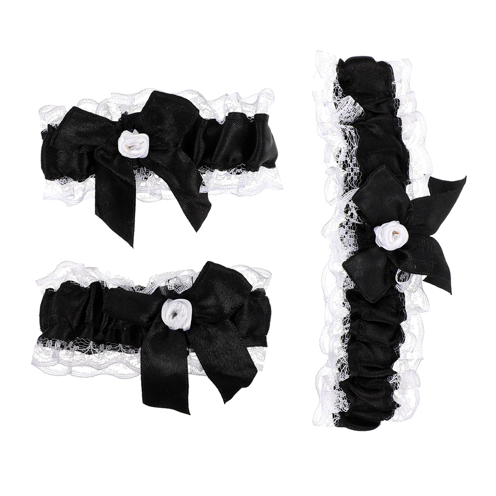 

1Set Lace Leg Garter Collar Bracelet Bow Design Wedding Cosplay Party Maid Sexy Elegant Garter Collar Bracelet Set