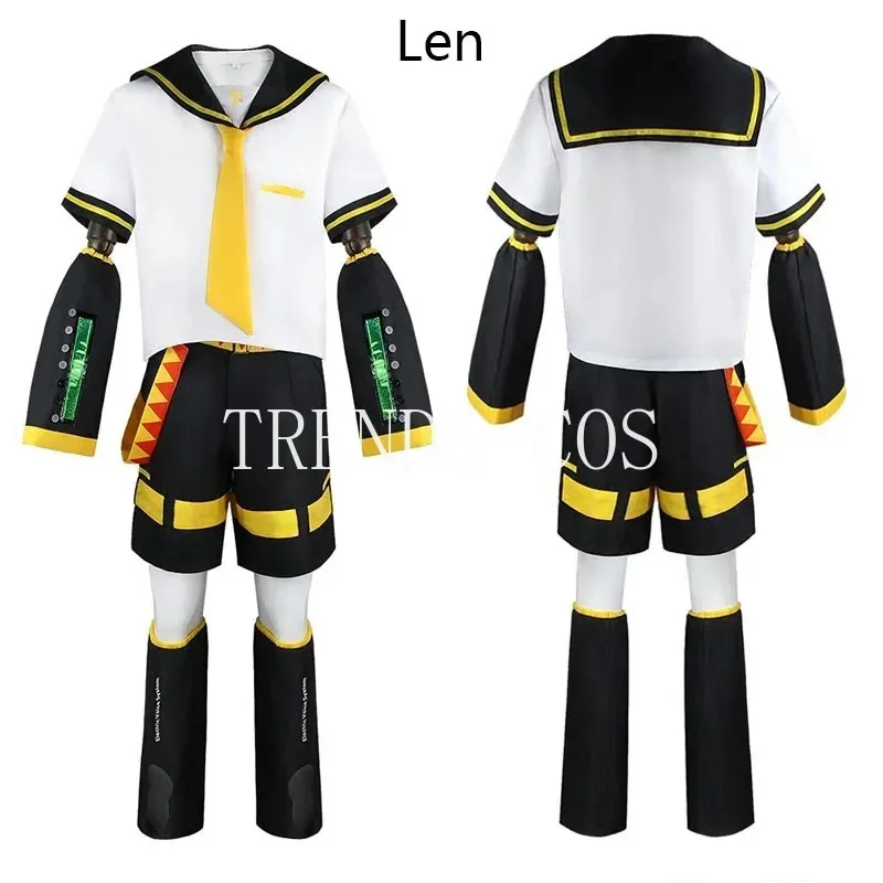Kagamin Len/Rin Cosplay Kostüm Rin Kagamin Uniform Len Outfits Iinclude Ärmel Leggings Kopfbedeckung für Comic Con