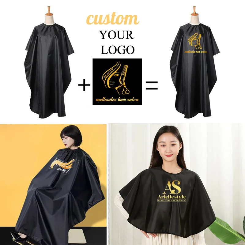 Professional Hair Cutting Cape With Logo Csutom Large Size Salon Hairdresser Cape For Men Women Kids Black Waterproof Baber Cape