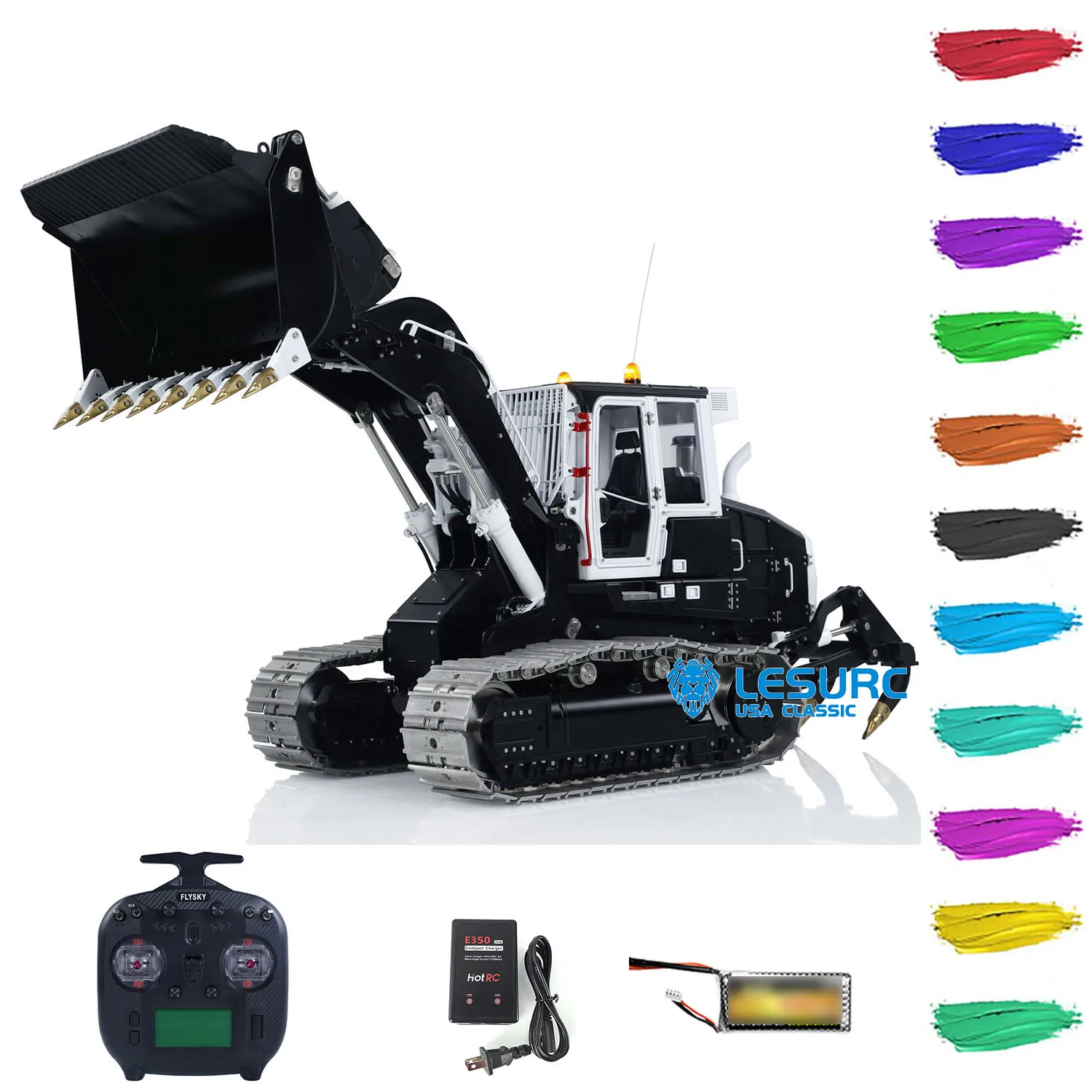 LESU 1/14 973K RC Hydraulic Loader Upgrade Tracked Car Openable Bucket Rear Plow Sound Light System Remote Control Vehicle Gift