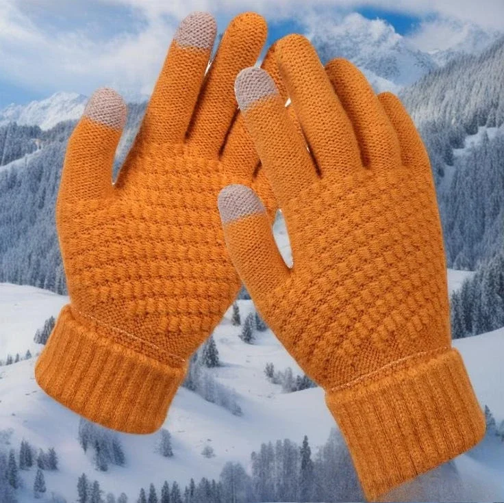 Guanti da donna più velluto ispessito a prova di freddo carino touch screen da ciclismo guanti in maglia di lana calda