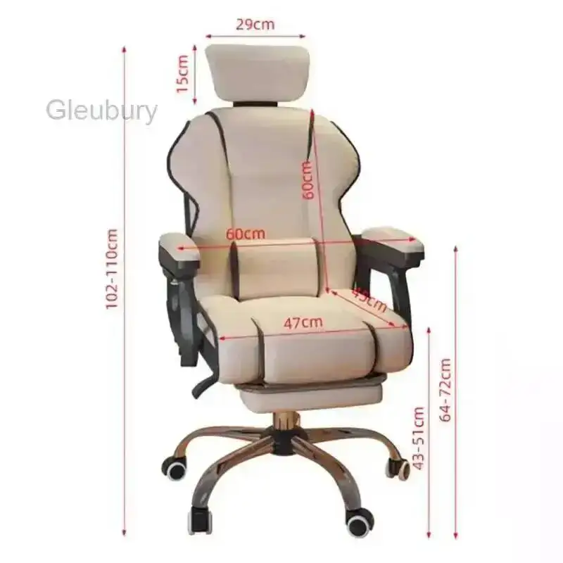 Cadeira de Escritório Confortável com Almofada, Cadeira Gamer Ergonômica Minimalista Premium Estética com Apoio de Pés Móvel, Mobiliário para Jogos