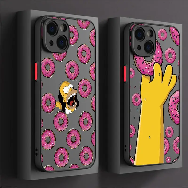 Die simpsons Cartoon niedlichen Fall für Apple iPhone 15 11 14 13 12 Pro 7 xr x xs max 8 plus 6 6s se 2022 schwarz matt Telefon Funda