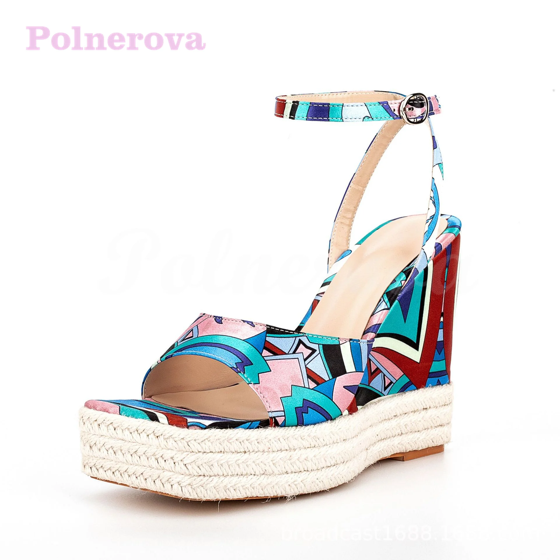 

Women Mixed Color Wedge Beach Sandal Espadarille Braided Rope Patchwork Gladiator Summer Elegant Slingback Open Casual Shoe