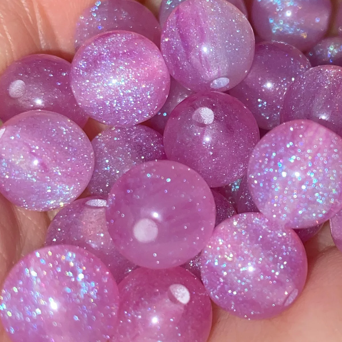 50pcs 8/10/12mm  Lavender Resin Starry Sky Circular Spacer Beads DIY Bracelet Necklace Handmade Accessories
