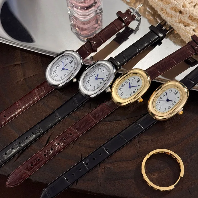 Reloj de Pulsera Ovalado, Reloj de Cuarzo Casual, Elegante y Compacto