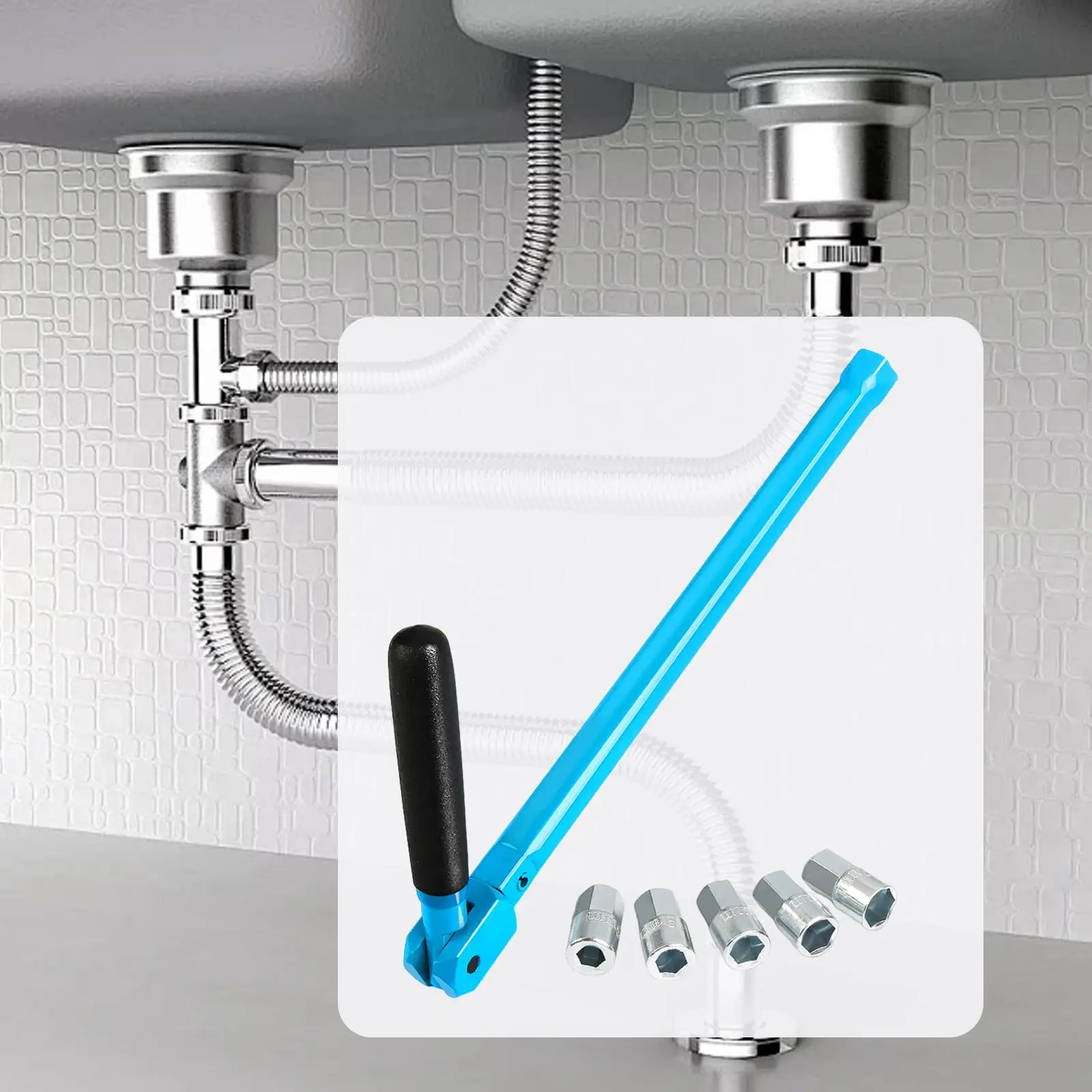 

6 Pieces 8-12mm Sink Wrench Set Adjustable Angle Handle for Kitchen Versatile Faucet Installation Tool Valve Disassembly Tool