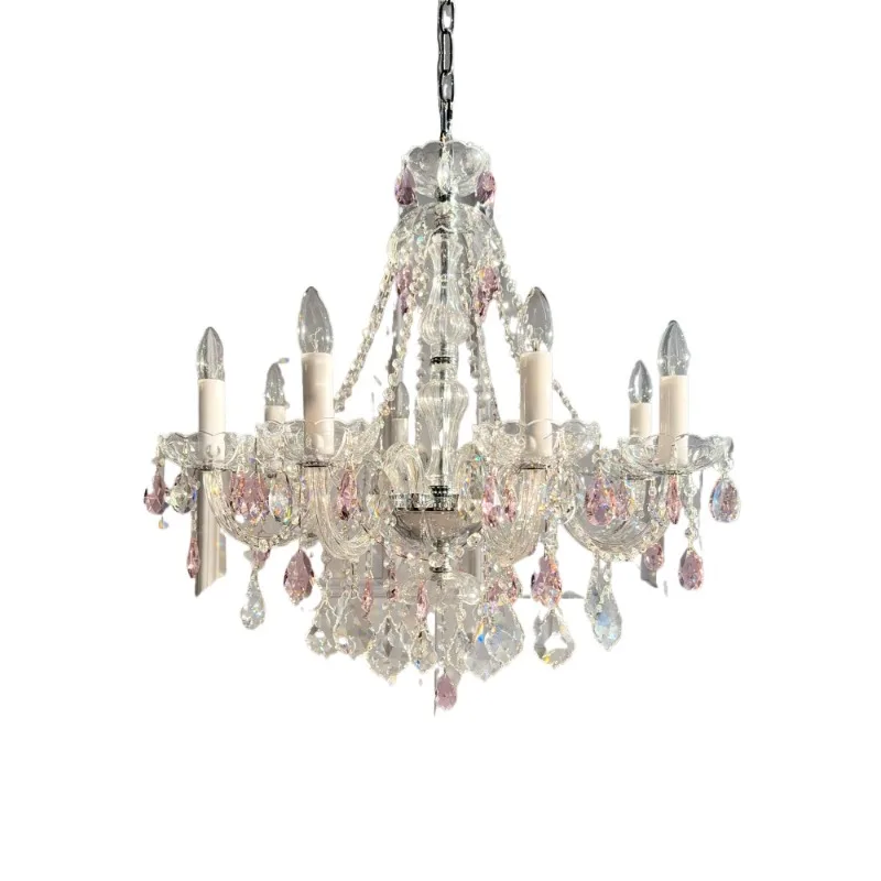 

French light luxury crystal chandelier living room main lamp dining room high-end girl room pink bedroom