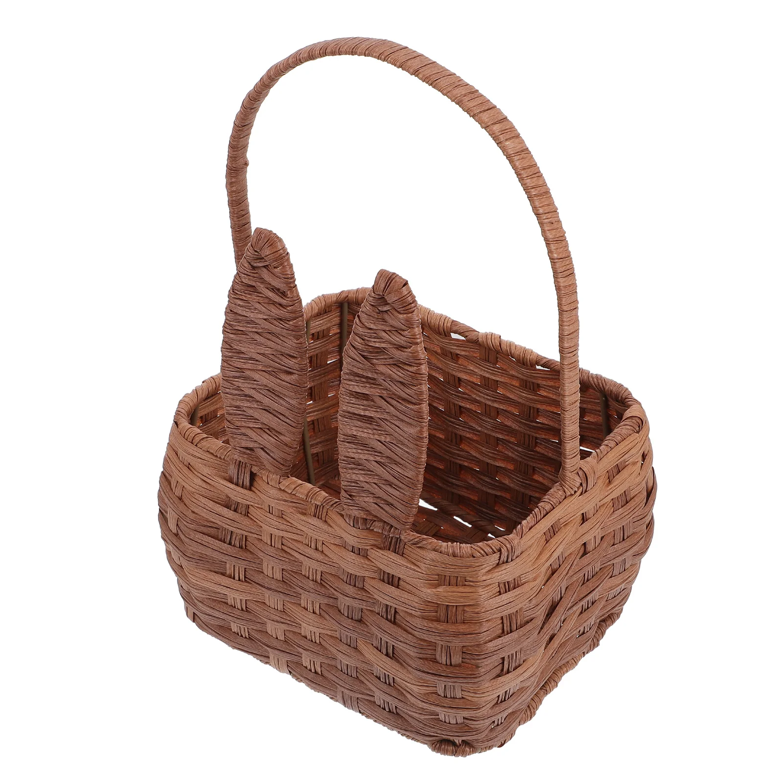 

Woven Storage Baskets Big Eared Rabbit Rattan Basket Brown Child Eco Friendly Portable Handle Kitchen Supply Decorative