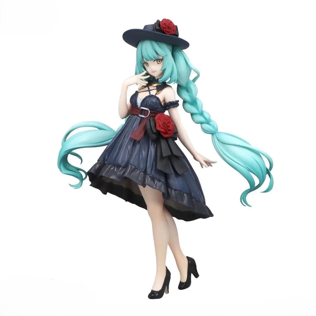 Anime Nieuwe Hatsune Miku Zwarte Jurk Mooie Meisjes Anime Miku PVC Figuren Model Collectie Ornament Kids Vakantie Verjaardagscadeautjes