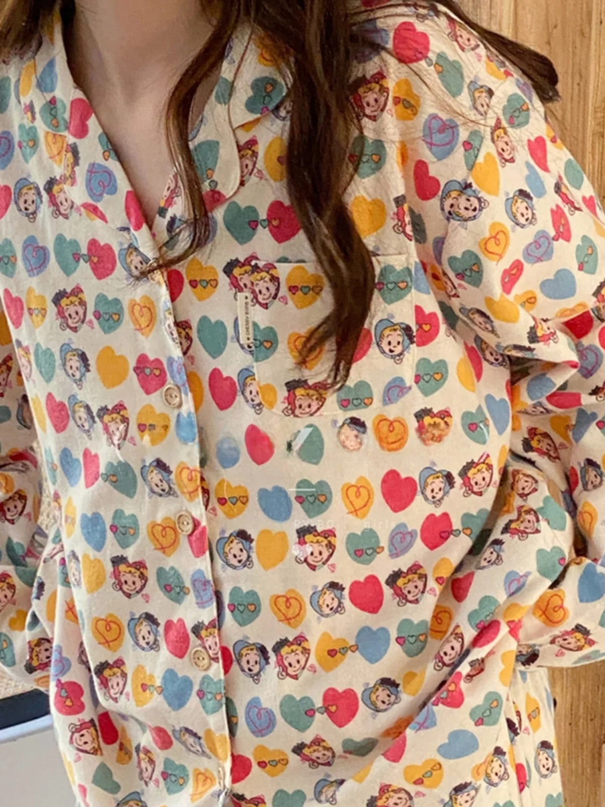 

Spring Autumn Women's Pure Cotton Long Sve Spwear Cartoon Home Clothes Set Can Be Worn outside Comfortable Breathable P...