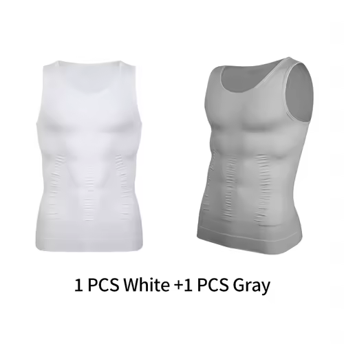 Mens Slimming Body Shaper Vest Shirt Abs Abdomen Slim Gym Workout Tummy Control Compression Tank Top Sleeveless Shapewear - Image 23