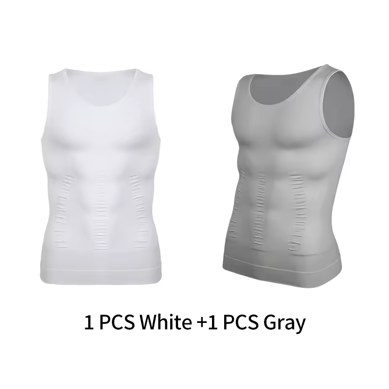 Mens Slimming Body Shaper Vest Shirt Abs Abdomen Slim Gym Workout Tummy Control Compression Tank Top Sleeveless Shapewear - Image 23