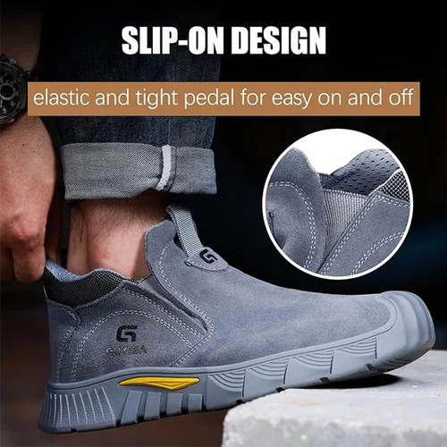 Imagen 2 del producto Zapatos de trabajo con punta de acero para hombre, calzado de seguridad antideslizante y resistente a la abrasión, botas de construcción, zapatillas cómodas