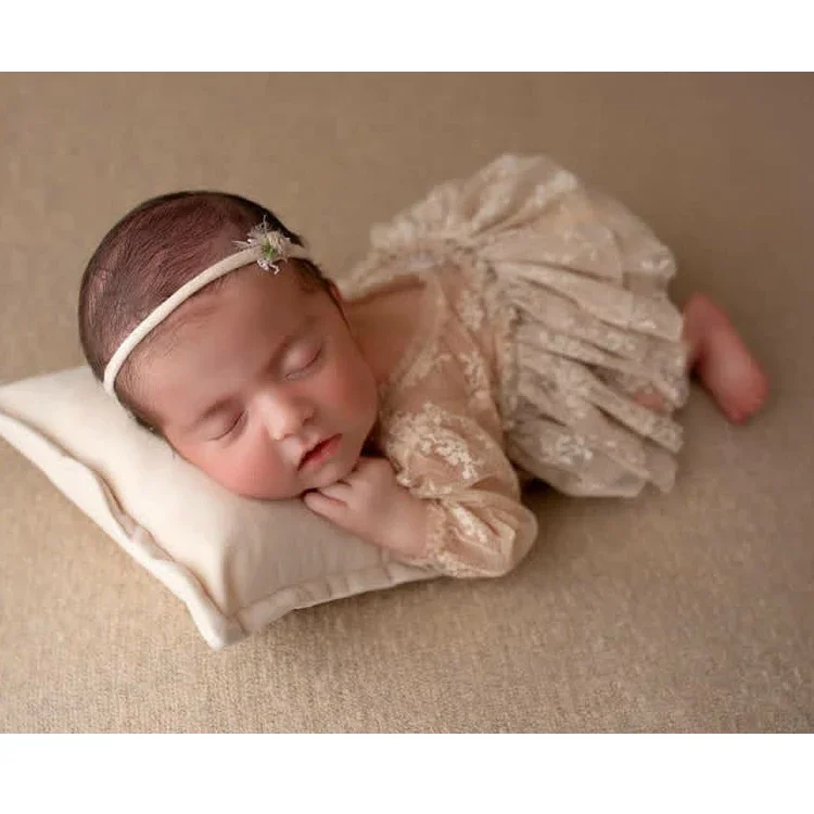 Newborn Photography Props for Baby Girl Lace Outfits Bodysuit Headband Pillow Clothes Fotografia Accessories Studio Photo Props - view 2