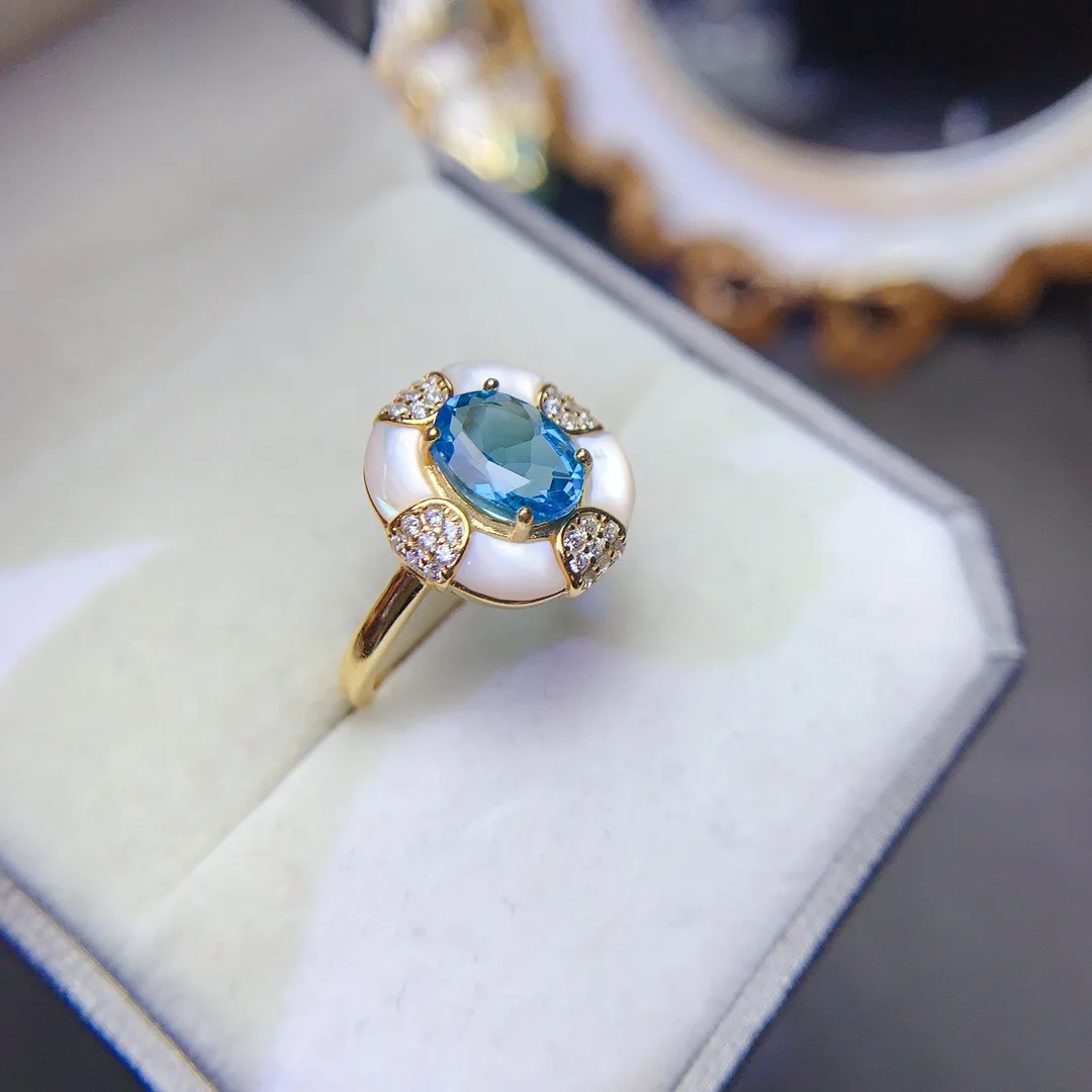 

Breathtaking Blue Topaz S925 Silver Ring Women Designer Jewelry Luxury Fashion Wearable for Daily Gatherings