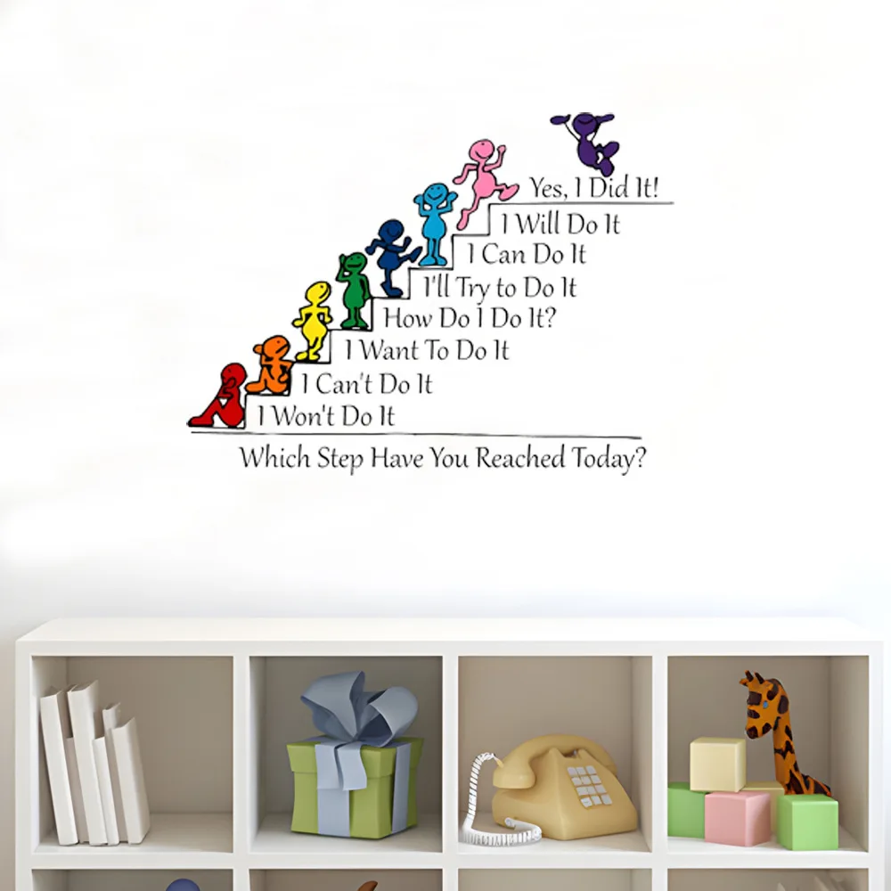 Which Step Have You Reached Today Motivation Quote Wall Decal Team Building Quotes School Class Rooms Wall Stickers Office