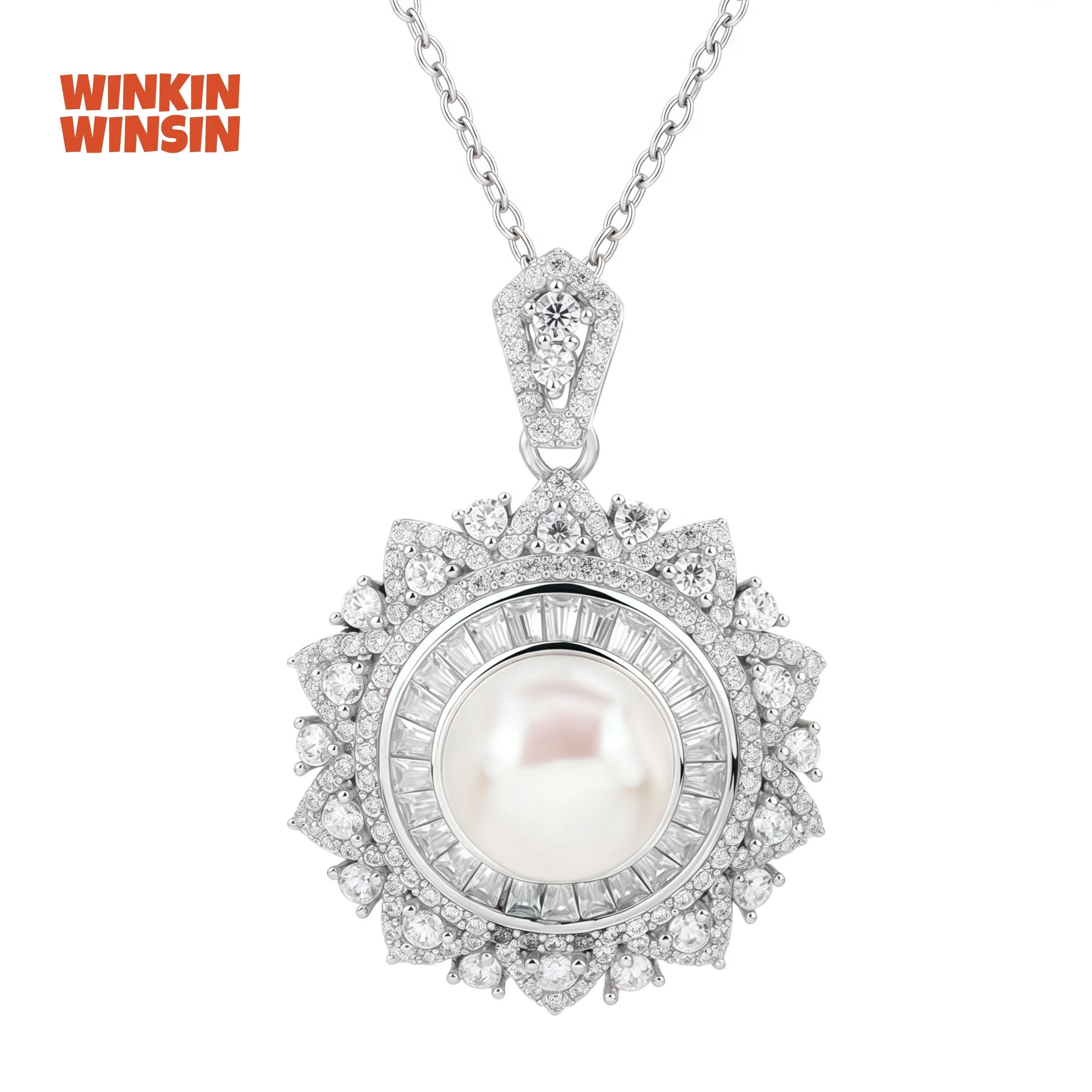 

Бренд WINKIN WINSIN, натуральный пресноводный жемчуг, стерлинговое серебро 925, с платиной и высокоуглеродистым бриллиантом, ожерелье, ювелирные изделия