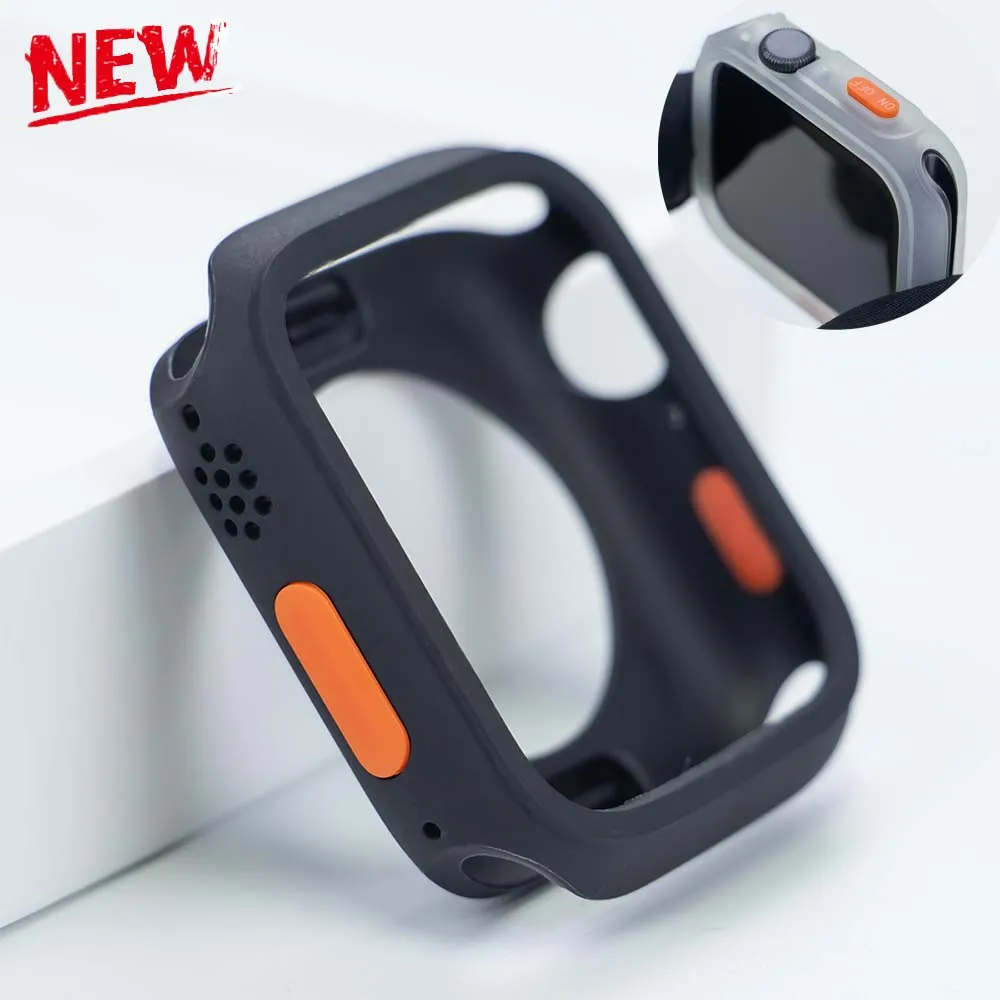 غطاء ناعم جديد لساعة أبل 9 8 7 45/41 مللي متر حافظة من البولي يوريثان حامي الهيكل العظمي لسلسلة IWatch 5 6 Se 44 40 مللي متر تغيير إلى Ultra2 49 مللي متر