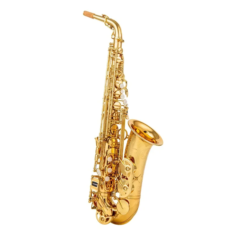 

Новый саксофон AWO20 Alto Saxophone, золотое лаковое покрытие, золотые клавиши, профессиональный, с мундштуком и футляром, глубокая гравировка.