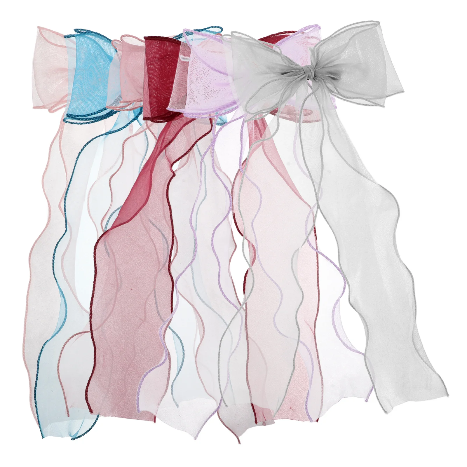 

6Pcs Elegant Organza Ribbon Bowknot Hair Clips for Girls Women Fairy Costume Wedding Party Accessories Kawaii Hair Bow Clips