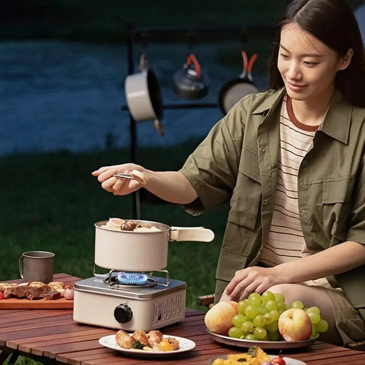 didyou-outdoor-camping-cooking-gas-stove-strong-trips-burner-grill-super-light-travel-supplies-cooking-utensils-khaki